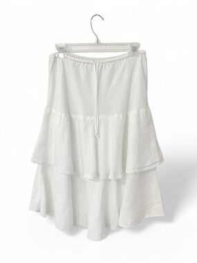 Women’s White Tiered Midi Flowy Skirt M